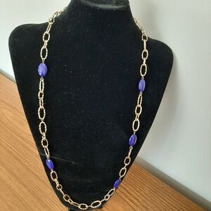 Gold and Blue Chain Necklace